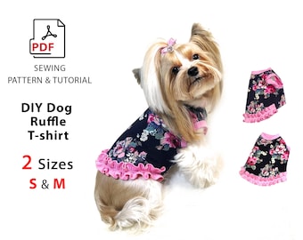 Patrón de costura en PDF para camiseta de perro (2 tallas S-M) + tutorial paso a paso (descarga en PDF)