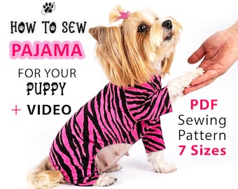 Naaipatroon voor hondenpyjama inclusief video-tutorial (PDF te downloaden en uit te printen, 7 maten)