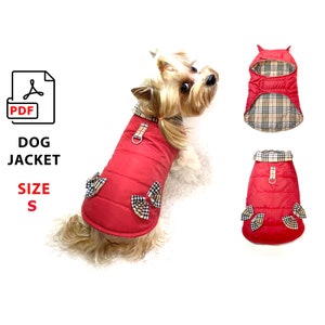 Size S dog diy coats or jacket PDF sewing pattern for dog, step by step tutorial, one piece dog coat pattern, print dogs sewing patterns