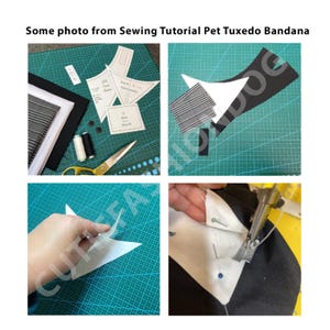 dog bandana pattern, tuxedo bandana, multi-size pattern, pet accessories, sewing pattern for pets, easy to sew, printable pattern, dog clothing pattern, sewing tutorial for pets, DIY dog bandana