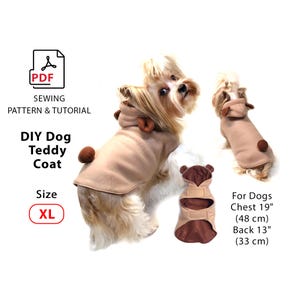 Size XL Dog Coat PDF sewing pattern + Tutorial how to print (A4/US Letter) pattern, easy cuting fabric and sew Coat for dogs, cats, puppyes