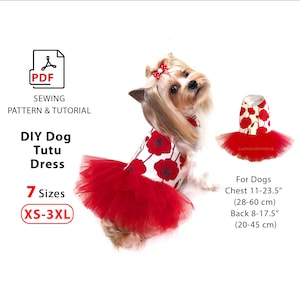 犬用チュチュドレスの縫製パターン - PDF DIY 小型犬・中型犬用ドレス - XS～3XLの7サイズセット - 簡単ペットチュチュドレスチュートリアル