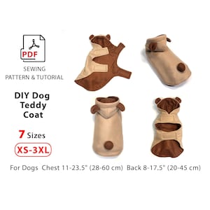 Dog Coat sewing Pattern PDF | 7 Sizes | Easy Sewing tutorial | Dog Jacket | Pet Clothes | Puppy Coat | Fun dog costume | DIY Dog Clothes