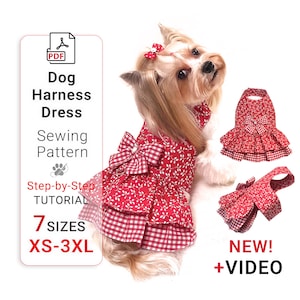 Dog Harness Dress Sewing Pattern (PDF) 7 Sizes XS-3XL, PDF and Video tutorial