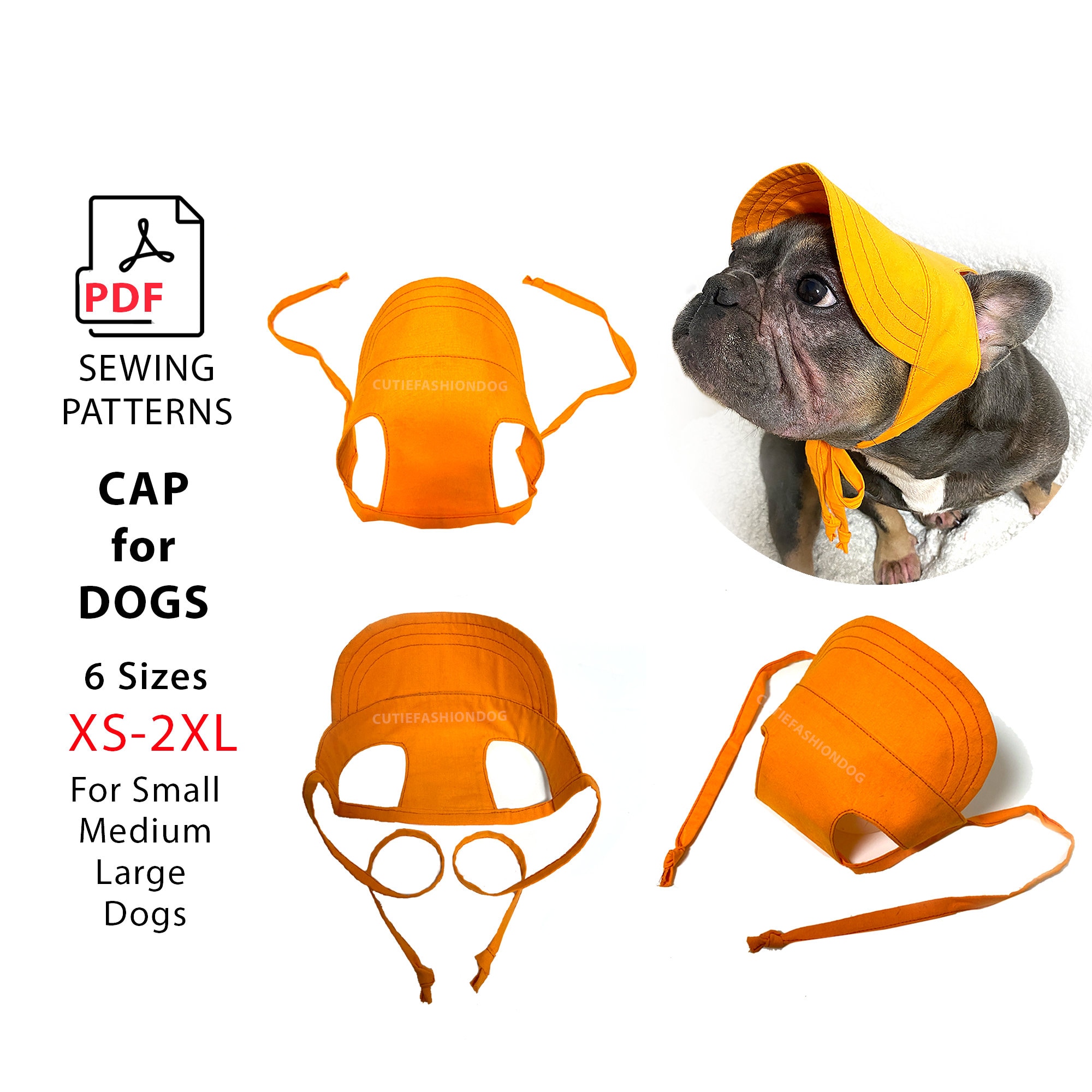 Patrón de costura de gorra para perro - Gorra de béisbol para perro - Patrón de costura en PDF - Gorra DIY para perro - Tutorial de gorra para perro - Gorro de cachorro sencillo DIY - Impresión casera