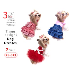 Dog Dresses pattern - Harness dress - Tutu dress - Tank top dress – Bundle 7 Sizes XS–3XL – Tutorial dog dresses for home made PDF download