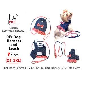 Step in Harness and Leash Sewing Pattern PDF – DIY Ruffle Pet Harness – 7 Sizes XS–3XL – For Small and Medium Dogs and Cats