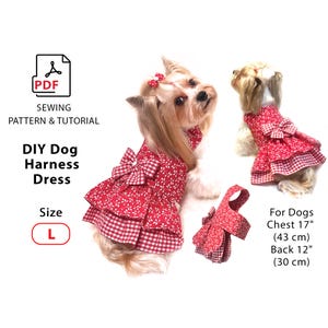 Dog Harness Dress Sewing Pattern | PDF Pattern to Print and Sew | Size L dog dress | Small dog dress | Cats dress | Hand made dress for pets