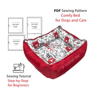 Dog Bed Sewing Pattern for print and sew for small pets, new puppy gift