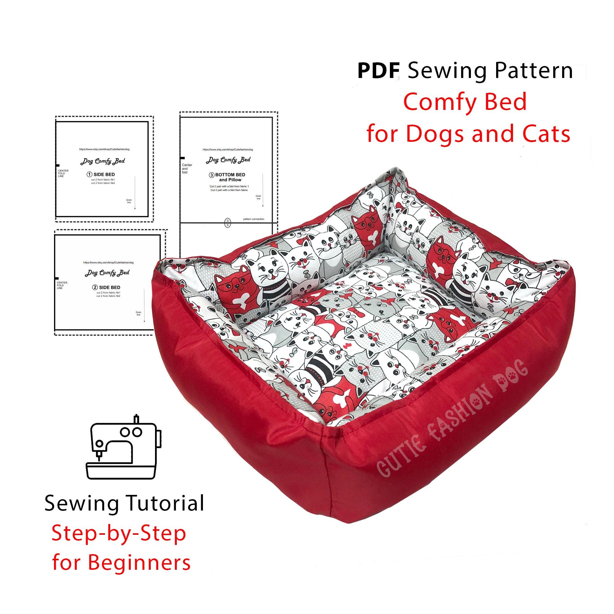 Dog Bed Sewing Pattern for Print and Sew for Small Pets, New Puppy Gift ...