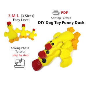 Padrão de pato de brinquedo para cachorro - Padrão de costura em PDF - Brinquedo engraçado DIY para cachorro - Tutorial de pato de brinquedo para cachorro - Brinquedo de cachorro com guincho macio - Imprimir A4 ou Carta dos EUA