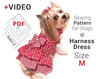 Patrón de costura en PDF para arnés de perro, talla M, PDF y tutorial en vídeo.