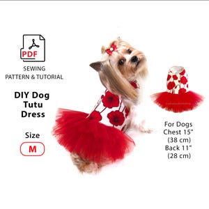 Größe M Hund Tutu Kleid PDF Schnittmuster - Pet Party Outfit - 2 Größen für Hunde von 9.9 bis 7.6 Kilo – einfach nähen süßes Hundekleid