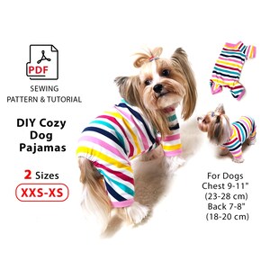 XXS and XS Dog Pajamas Sewing Pattern - Dog Clother Pdf Sewing Pattern