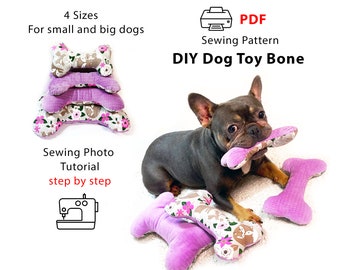 Patrón de juguete para perros - Hueso de juguete para perros - Patrón de costura PDF - Juguete DIY para perro - tutorial de juguete para perros Hueso - Juguete suave para perros DIY - imprimir A4 y Carta