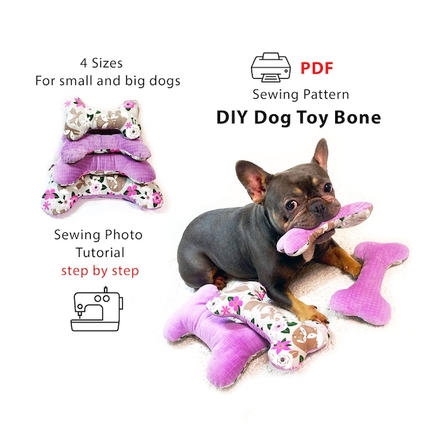 Dog Toy pattern - Dog Toy Bone - PDF sewing pattern - DIY toy for dog - tutorial dog toy Bone - DIY dogs soft toy - print A4 & Letter