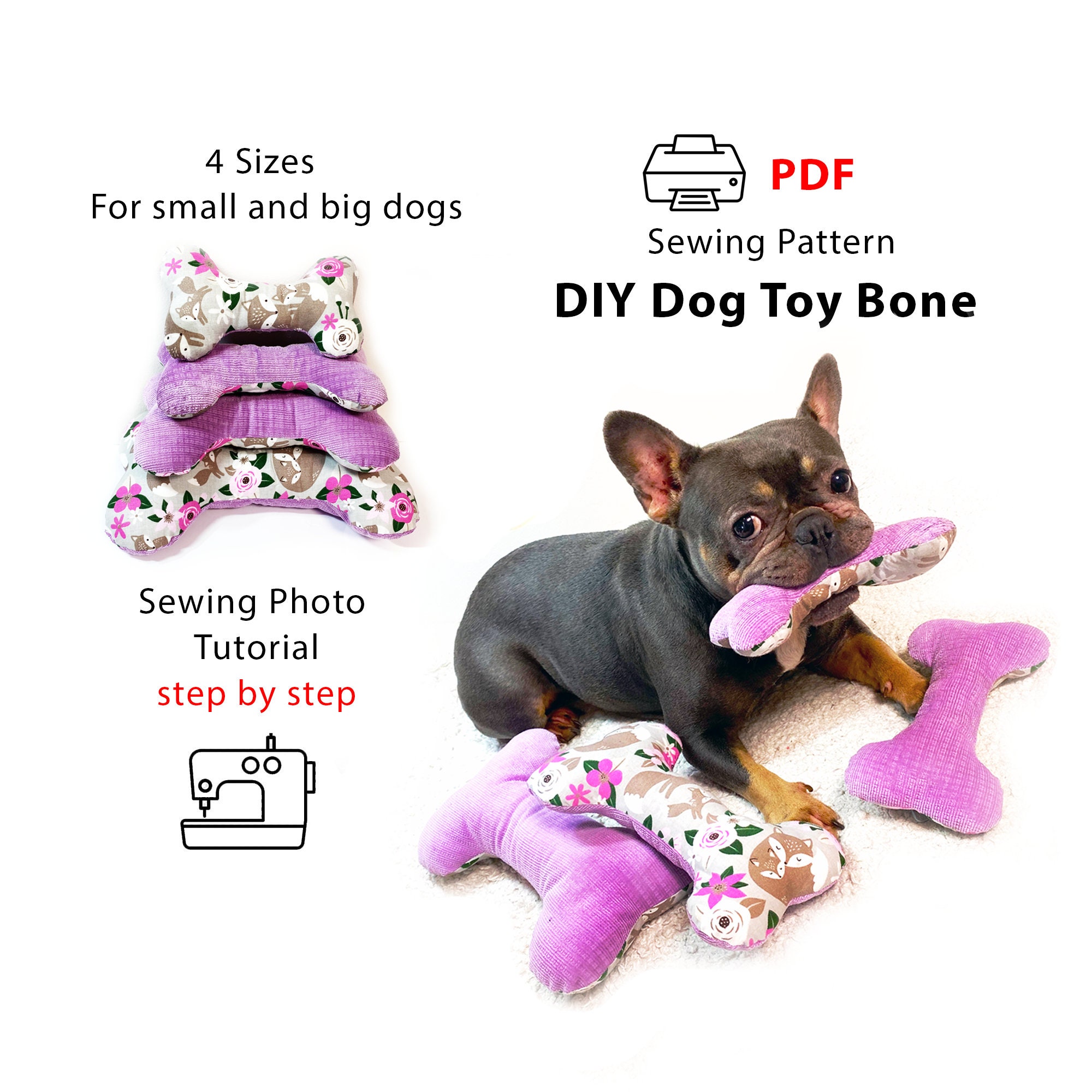 Dog Toy Pattern - Dog Toy Bone - PDF Sewing Pattern - DIY