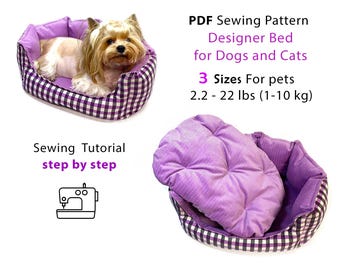 Dog Bed Sewing Pattern: 3 Sizes, Reversible Designer Pet Bed (PDF)