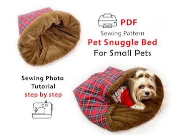 Patrón de costura de cama para acurrucarse para perros y tutorial PDF - Saco de dormir para perros - Saco de dormir para perros - Cama para perros lavable - Cama para ansiedad para perros - Carta A4/EE.UU.