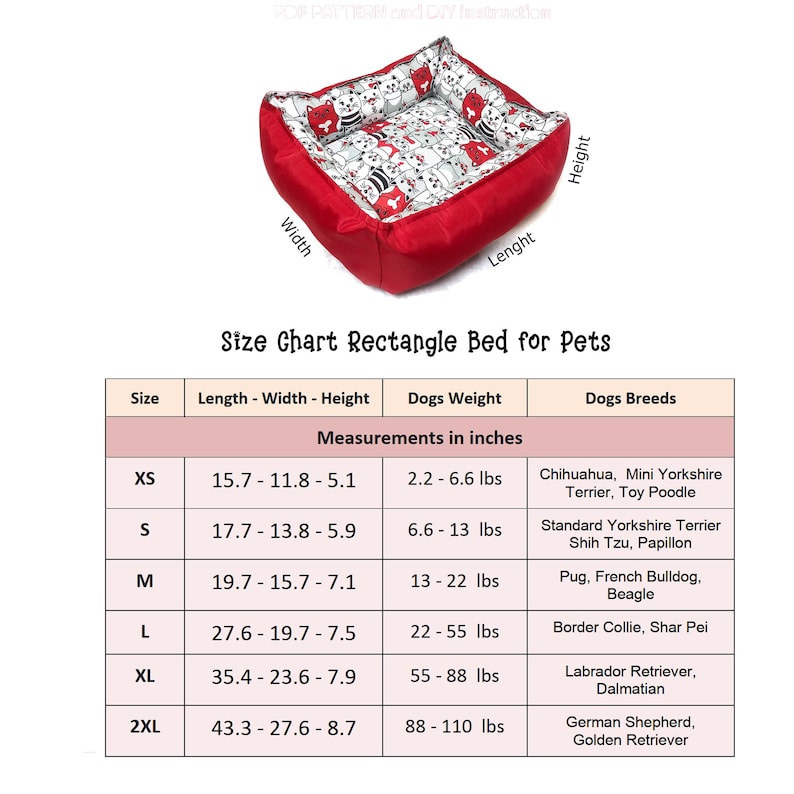 Pet bed pattern
Dog bed sewing
Cat bed pattern
Small pet bed
Medium dog bed
Large pet bed
Reversible bed
DIY dog bed
Cozy cat bed
Pet bed PDF
Dog bed 6 sizes
Washable bed
Custom pet bed