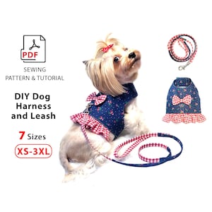 Dog Harness and Leash PDF sewing pattern – Bundle 7 Sizes XS-3XL – Easy DIY pet harness for small and medium dogs, cats – print A4/Letter