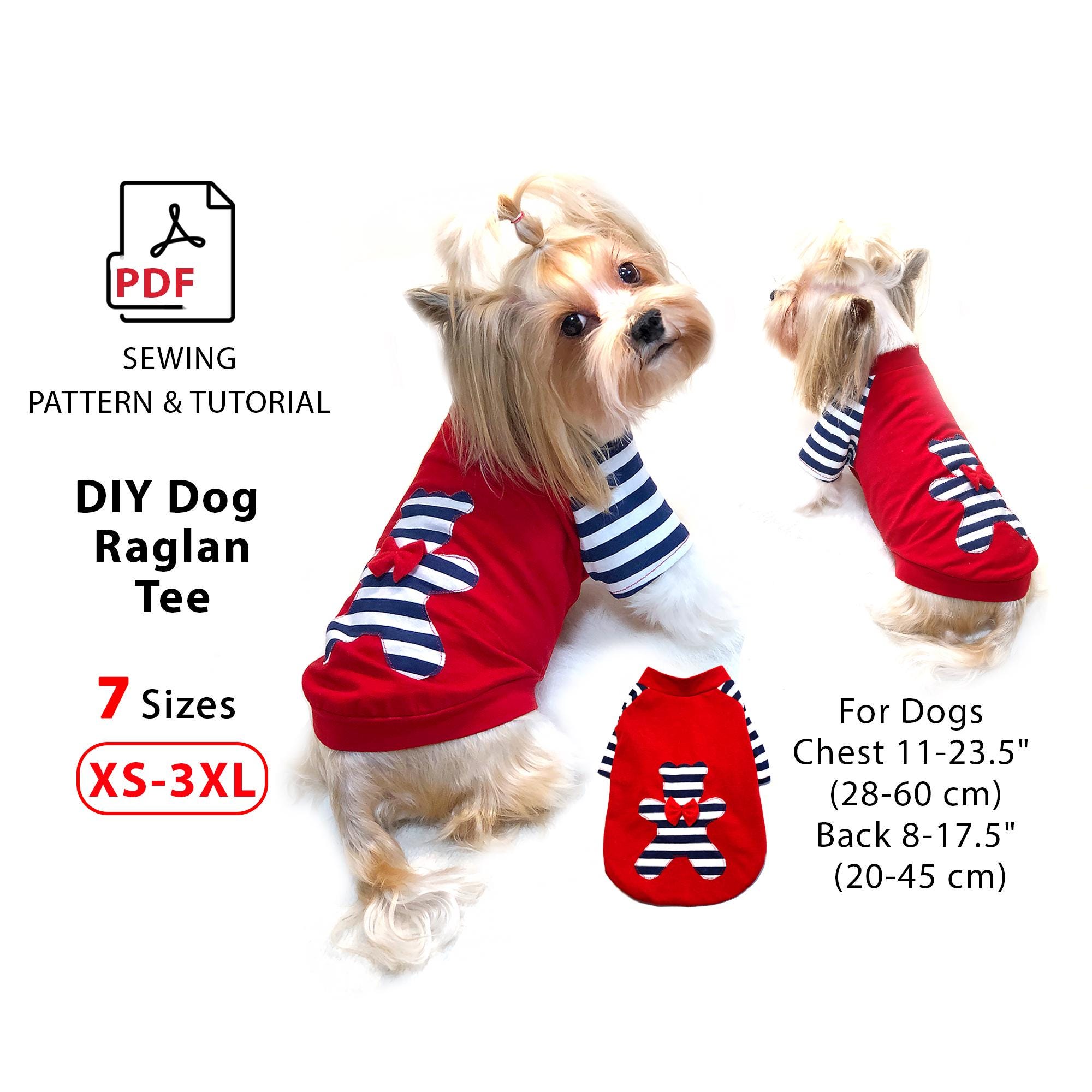 犬服の裁縫パターン集：かわいいデザイン15種類、XS～3XLの7サイズ