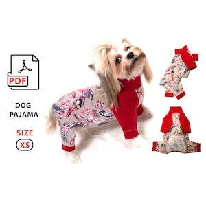 Sizes XS dog pajamas pdf sewing pattern - dog jumpsuit - dog overal - small dog pajamas - dog pajama patterns - print A4 and US Letter