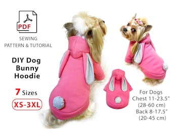 Dog Hoodie Sewing Pattern (PDF Download) – 7 Sizes XS-3XL