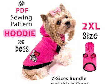Dog Hoodie Sewing Pattern Size 2XL PDF to home print