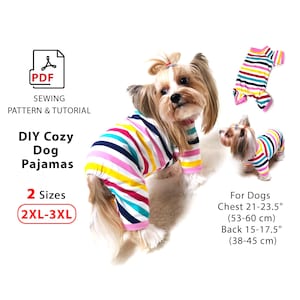 Padrão de costura para pijamas de cachorro 2XL e 3XL - Padrão de costura em PDF para roupas de cachorro - Aula de costura para pijamas de cachorro - Terno de cachorro faça você mesmo - Impressão em formato A4/EUA