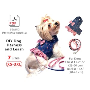 Dog Harness and Leash PDF sewing pattern – Bundle 7 Sizes XS-3XL – Easy DIY pet harness for small and medium dogs, cats – print A4/Letter