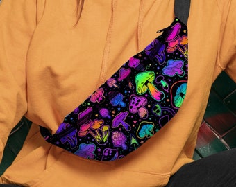 Psychedelic Mushroom Unisex Fanny Pack, Bum Bag, Waist Bag for Festival, Coachella - Nice Colorful Errand Bag