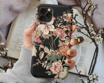 Vintage Floral Durable Tough Phone Case for iPhone 14 Pro, 13, 12, 11, XS Max, Samsung Galaxy S23, S22, S21, S20 Google Pixel 7 6 5 4 3a