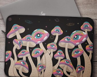 Psychedelic Mushroom Eye Laptop Sleeve, Padded MacBook Cover