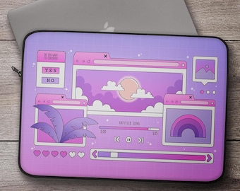 Purple Laptop Sleeve: Vaporwave PC Interface MacBook Cover