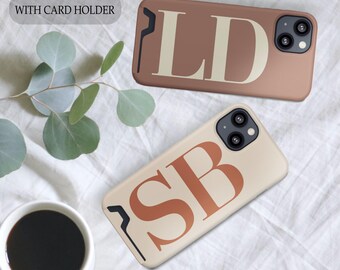 Custom Initials Phone Case with Card Holder: Neutral iPhone, Galaxy