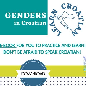 Printable Croatian language material, Croatian genders e-book, Practice genders in Croatian language, Digital Croatian material