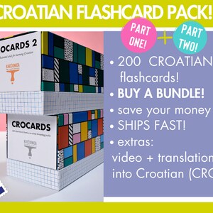 Croatian Language Flashcard Bundle, Croatian Language Learning Flashcards, Croatian Vocabulary Cards, Croatian Words Flashcard Set