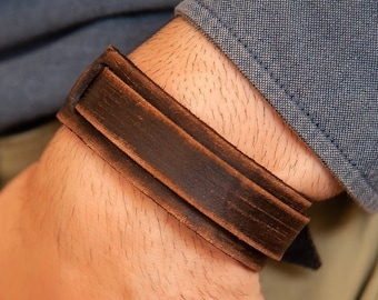Personalized leather bracelet, hidden message  gift for men, leather bracelet worn brown genuine leather, bracelet gift idea for men, women