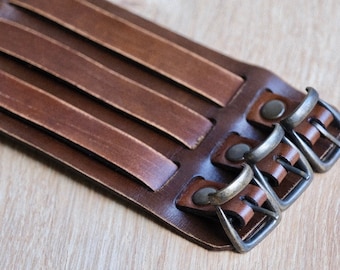 Mens cuff bracelet, mens leather bracelet
