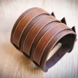 leather cuff, wide masculine leather bracelet, handmade mens leather bracelet