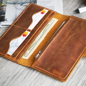 Cartera larga para mujer, Cartera porta tarjetas para mujer, Cartera porta tarjetas, Cartera de tarjetas de cuero, Cartera larga para tarjetas