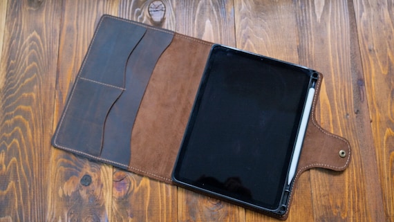 Leather iPad Case With Pencil Holder, Custom iPad Case