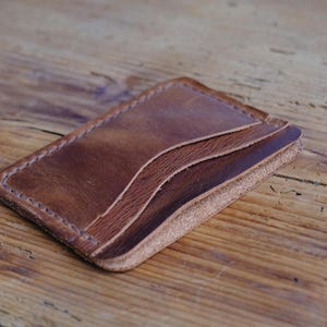 Cartera de cuero para hombre, tarjetero minimalista, tarjetero de cuero, billetera delgada para tarjetas