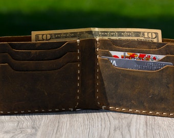 Personalized men's wallet, mens leather wallet, gift for dad, mens distressed wallet, handstiched men's leather wallet