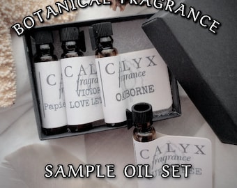 Samples - Perfume Oil Sampler Gift Set - Plant Based Cologne Oil - Discovery Set - Four 1ml Botanical Fragrances - Alcohol Free