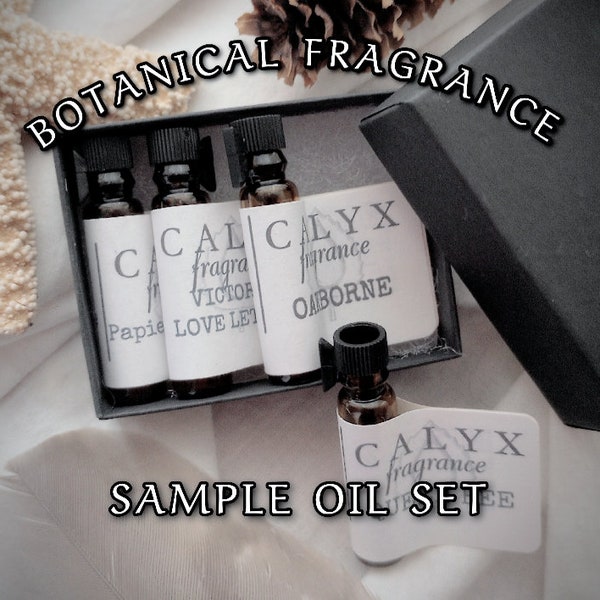 Samples - Perfume Oil Sampler Gift Set - Plant Based Cologne Oil - Discovery Set - Four 1ml Botanical Fragrances - Alcohol Free