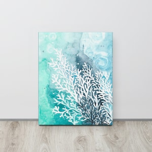 Ocean wall art, Coastal Wall Art, Beach Decor, Sea Fan Coral, Print on Canvas, Watercolor Painting, choose your print