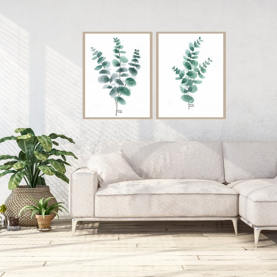 Botanical Wall Art Eucalyptus Set of 2 Watercolor Prints Etsy