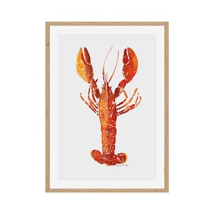 Lobster Print, Lobster watercolour painting, kitchen wall art decor, beach house wall art